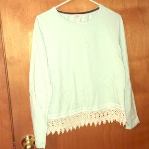 Embroidered mint green sweater